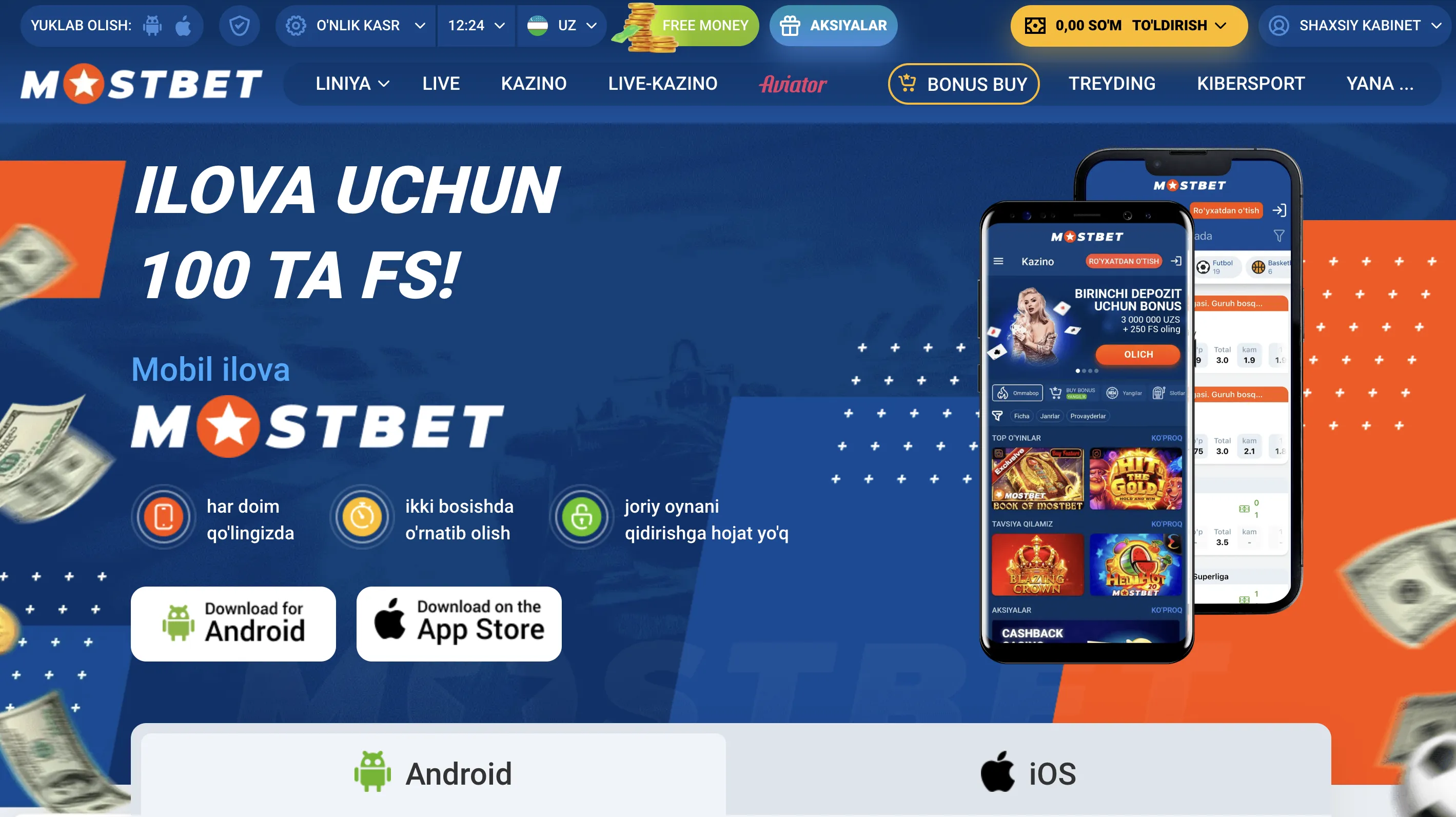 Mostbet app orqali kazino o'yinlari, slotlar va jonli tikish